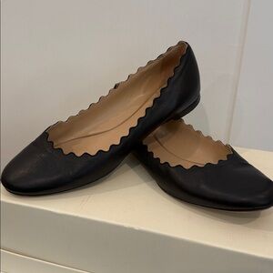 Chloe Black Scalloped Edge Flats